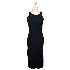 Babette Textured Black Racerback Midi Dress